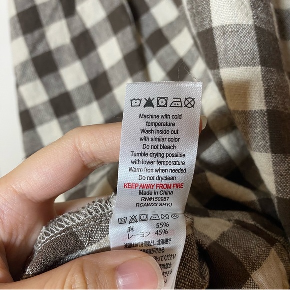 Rylee + Cru NWT Linen Marley Charcoal Checkered Gingham Babydoll Mini Dress XS - Picture 14 of 14